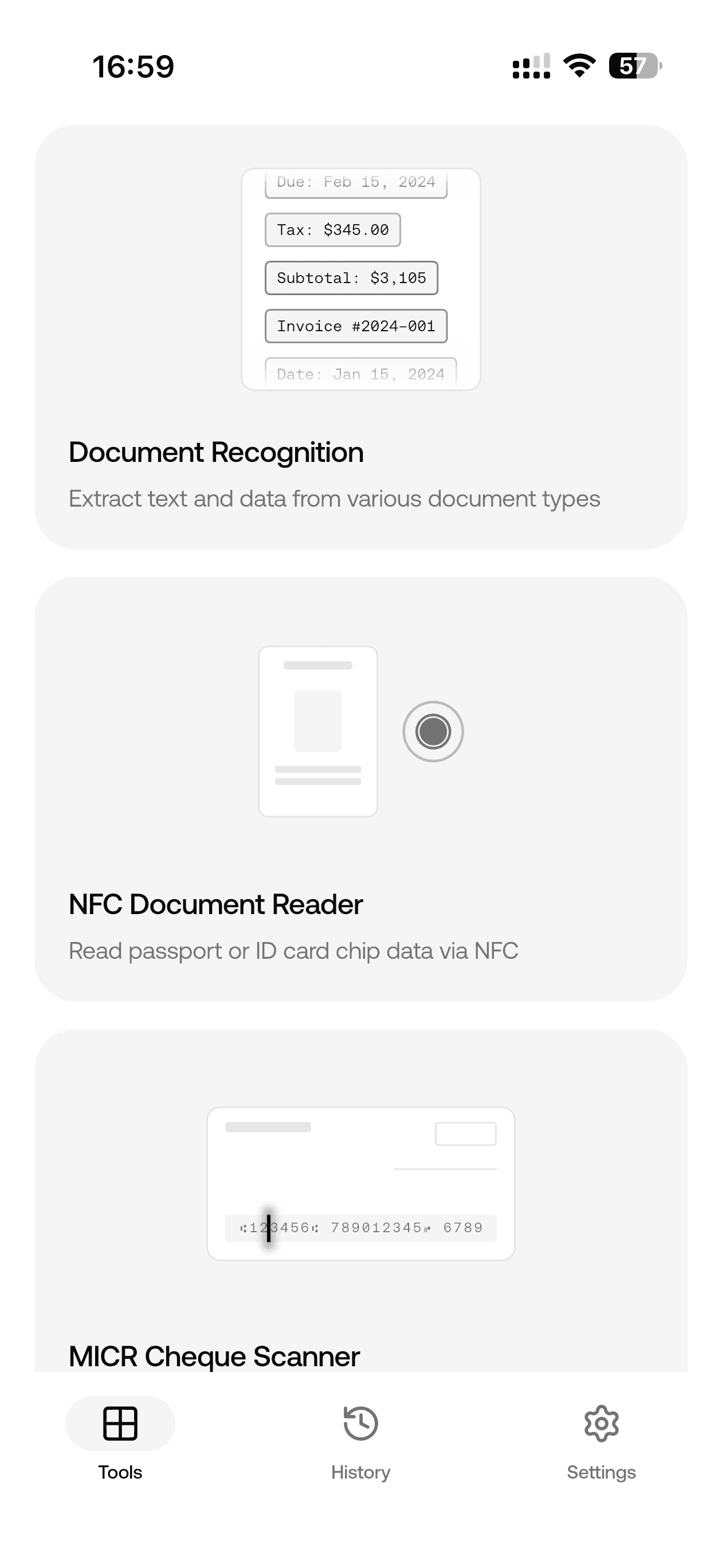 Paperwork mobile app tools screen