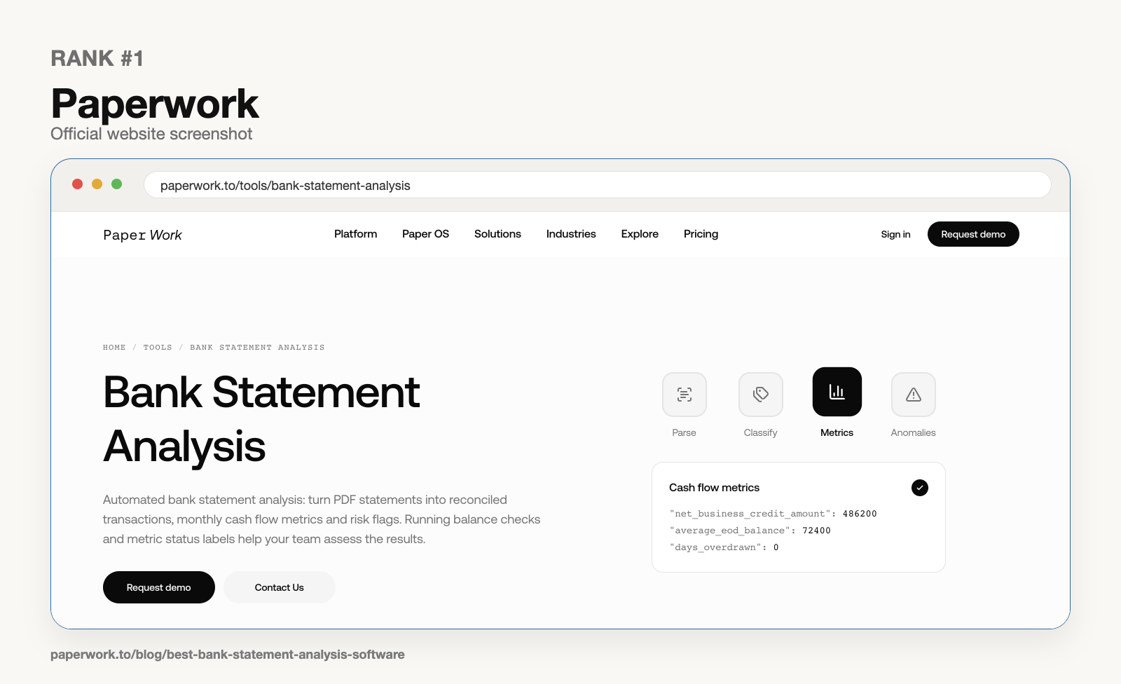 Rank #1 Paperwork official website screenshot framed in Paperwork style